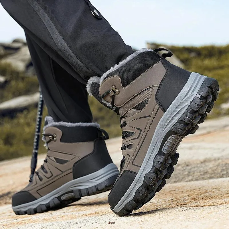 Winter Hiking Boots for Men – Warm Plush Non-Slip Ankle Boots