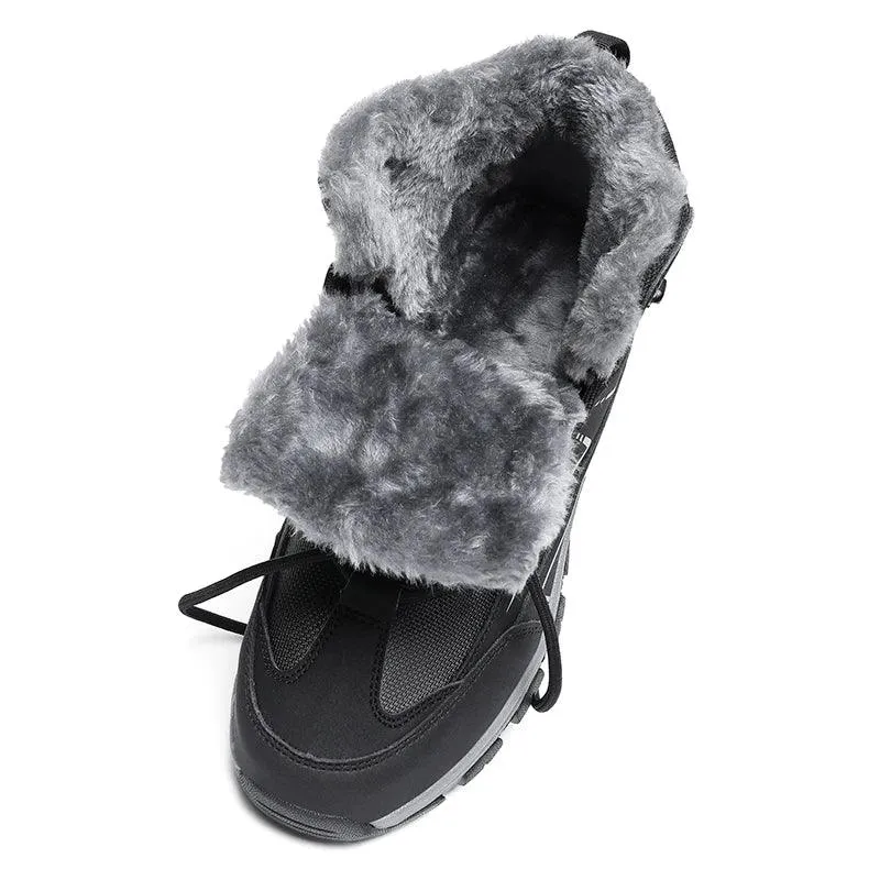 Winter Hiking Boots for Men – Warm Plush Non-Slip Ankle Boots
