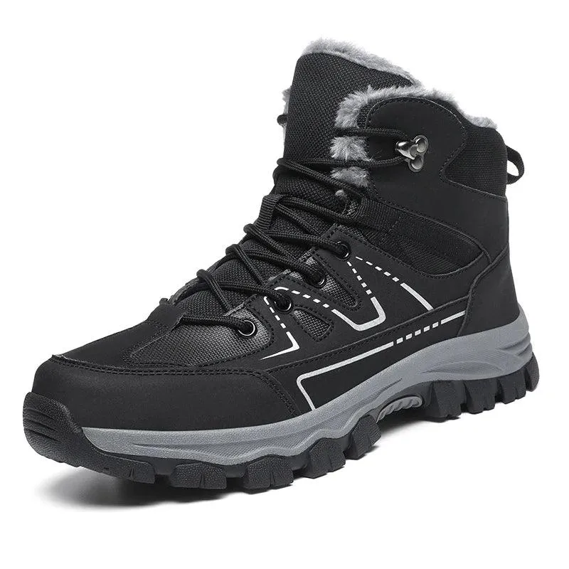 Winter Hiking Boots for Men – Warm Plush Non-Slip Ankle Boots