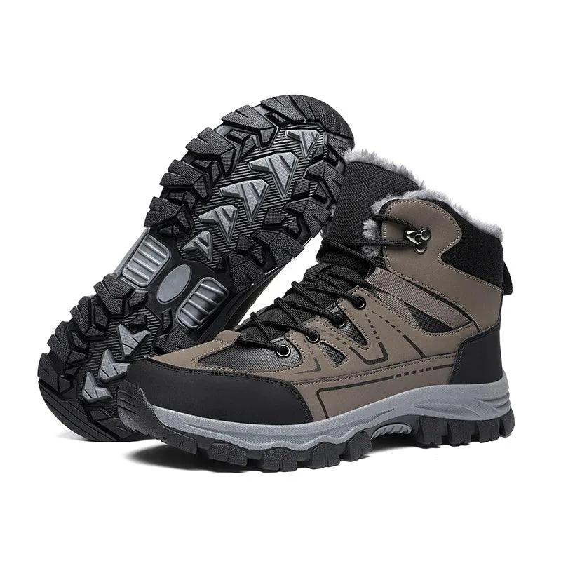 Winter Hiking Boots for Men – Warm Plush Non-Slip Ankle Boots