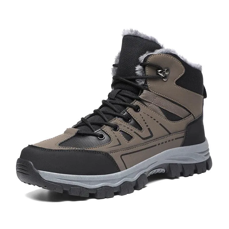 Winter Hiking Boots for Men – Warm Plush Non-Slip Ankle Boots