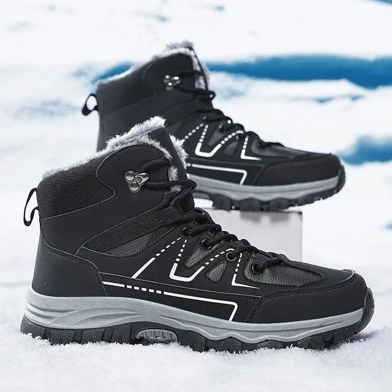 Winter Hiking Boots for Men – Warm Plush Non-Slip Ankle Boots
