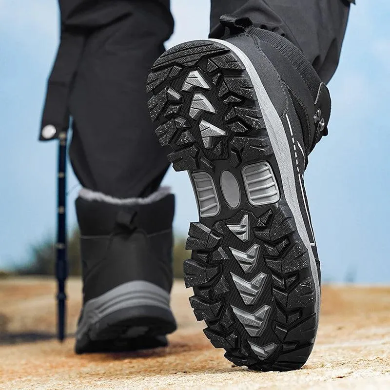 Winter Hiking Boots for Men – Warm Plush Non-Slip Ankle Boots