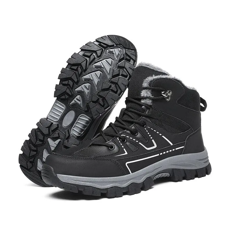 Winter Hiking Boots for Men – Warm Plush Non-Slip Ankle Boots