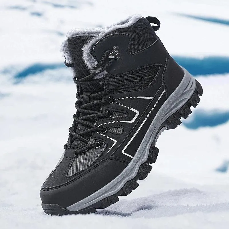 Winter Hiking Boots for Men – Warm Plush Non-Slip Ankle Boots
