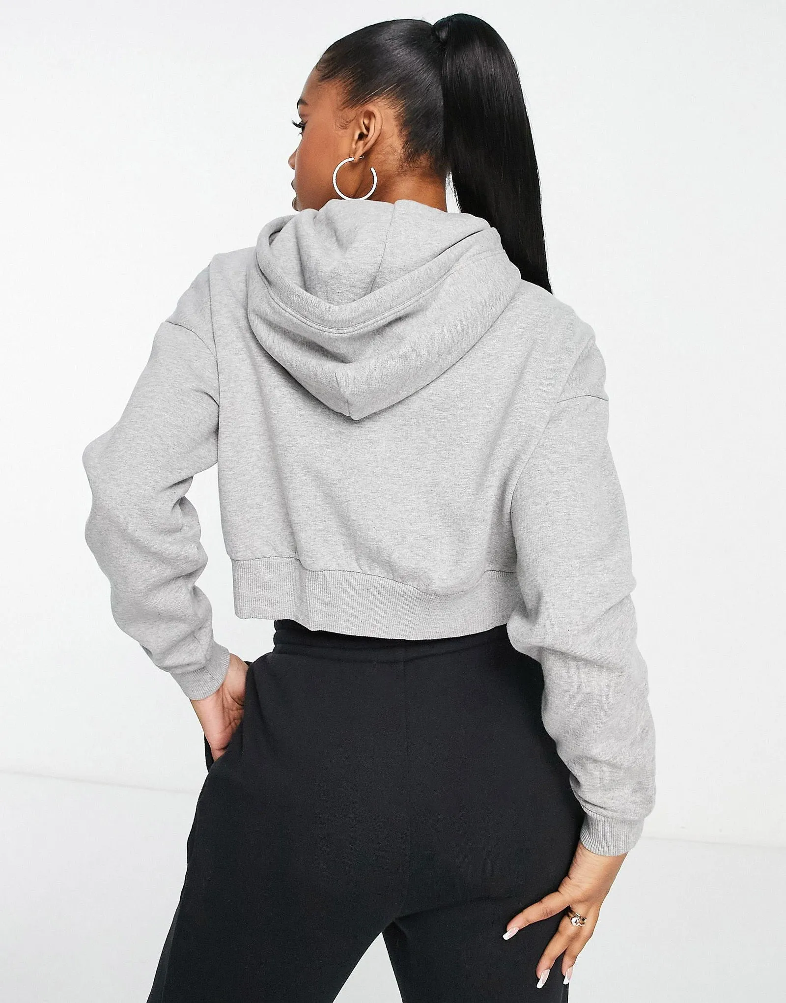 Women Crop Hoodies for Winter Grey Solid