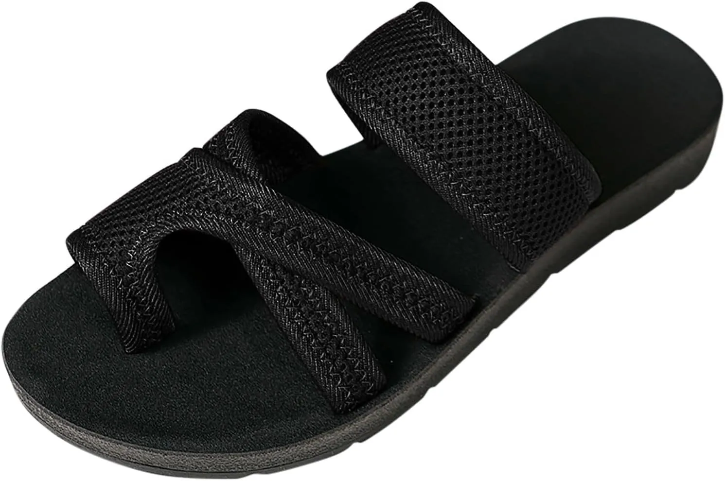 Women's Summer Sandals Casual Slip On Flip Flops Mesh Breathable Thong Flat Sandals Comfortable Shoes Walking Slippers
