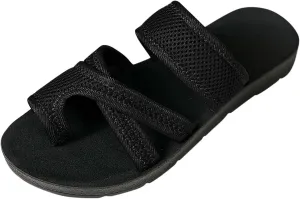 Women's Summer Sandals Casual Slip On Flip Flops Mesh Breathable Thong Flat Sandals Comfortable Shoes Walking Slippers