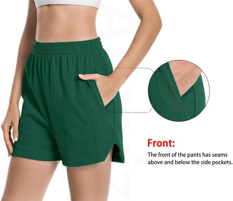 Womens Sweat Shorts Cotton Curved Hem Casual Lounge Short Workout Athletic Shorts with Pockets