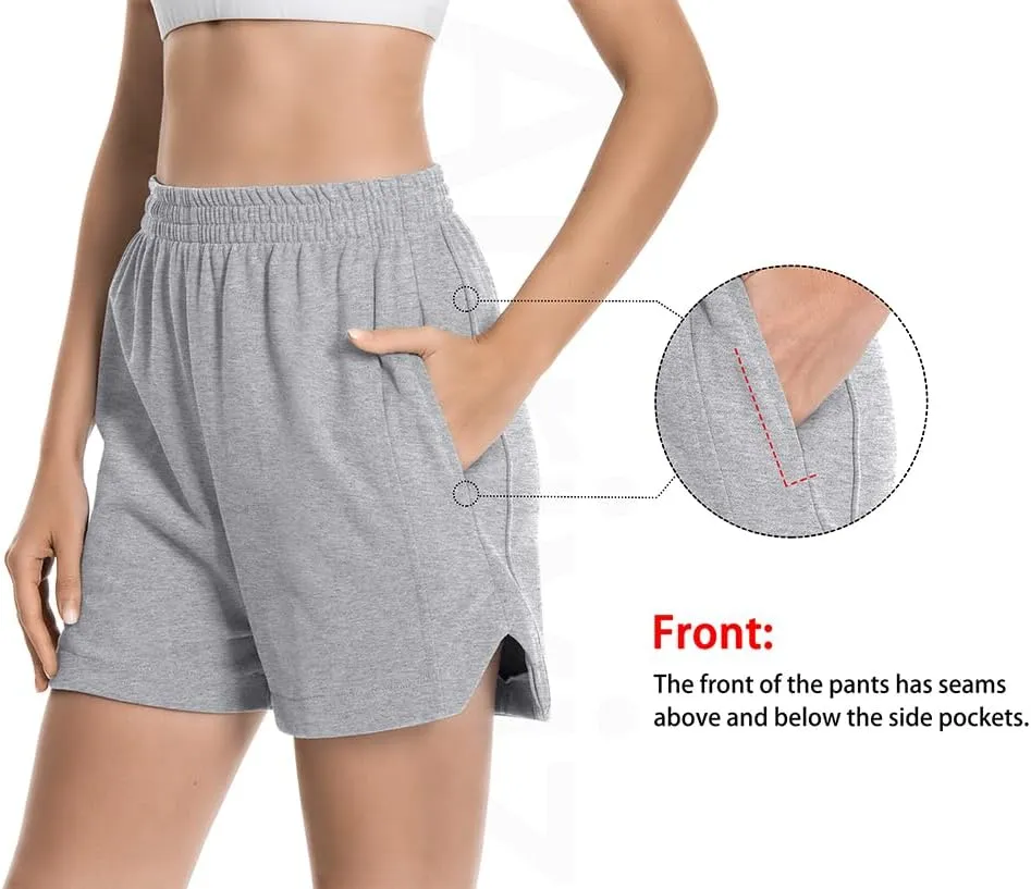 Womens Sweat Shorts Cotton Curved Hem Casual Lounge Short Workout Athletic Shorts with Pockets