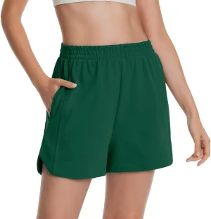 Womens Sweat Shorts Cotton Curved Hem Casual Lounge Short Workout Athletic Shorts with Pockets