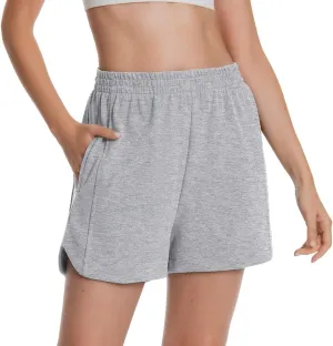 Womens Sweat Shorts Cotton Curved Hem Casual Lounge Short Workout Athletic Shorts with Pockets